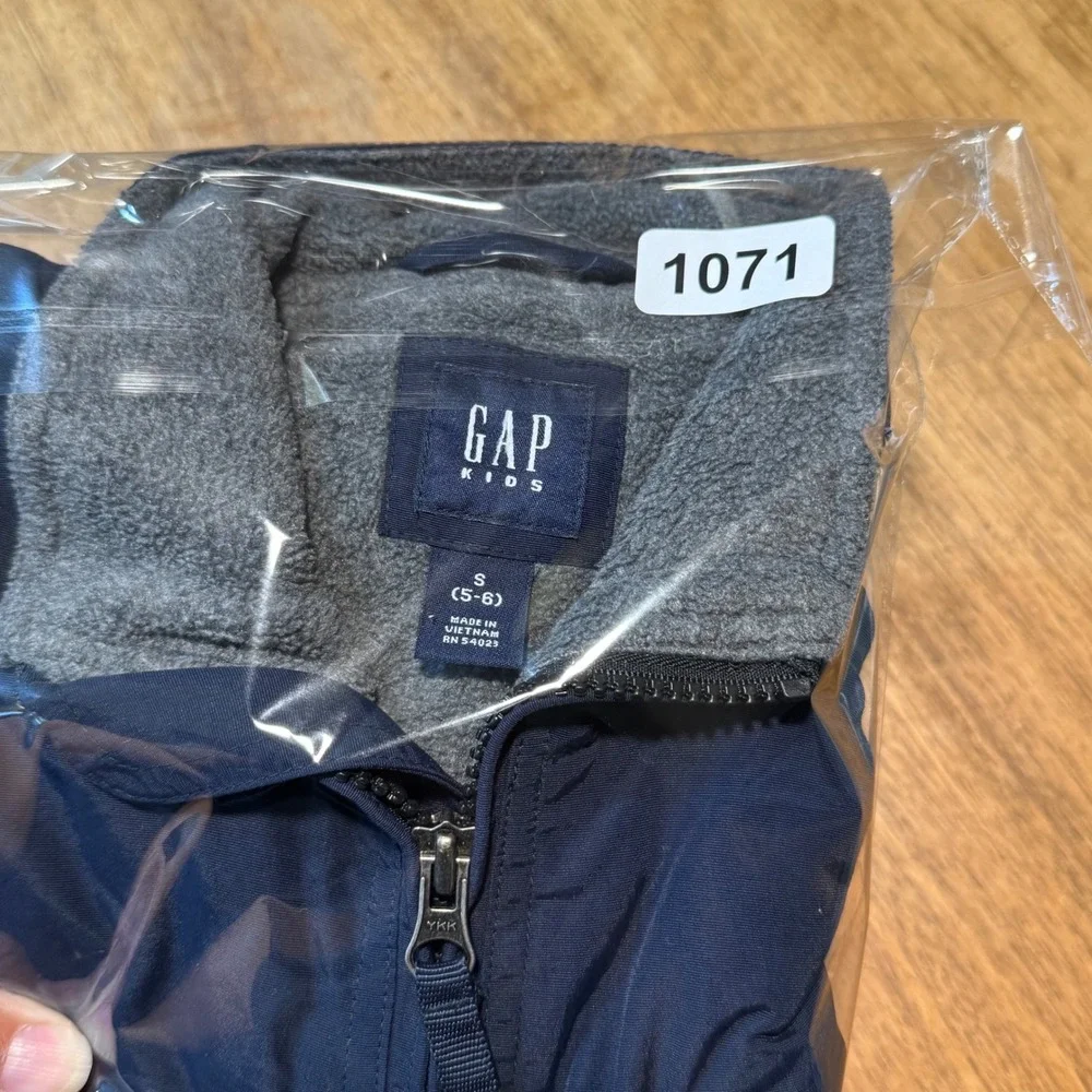 GAP Kids Navy Blue Zip Jacket Small (5-6) Fleece Lined Windbreaker Y2K Retro‎